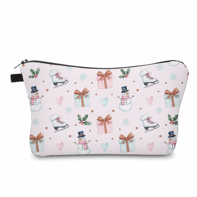 Pouch - Christmas - Pink Ice Skate Snowman