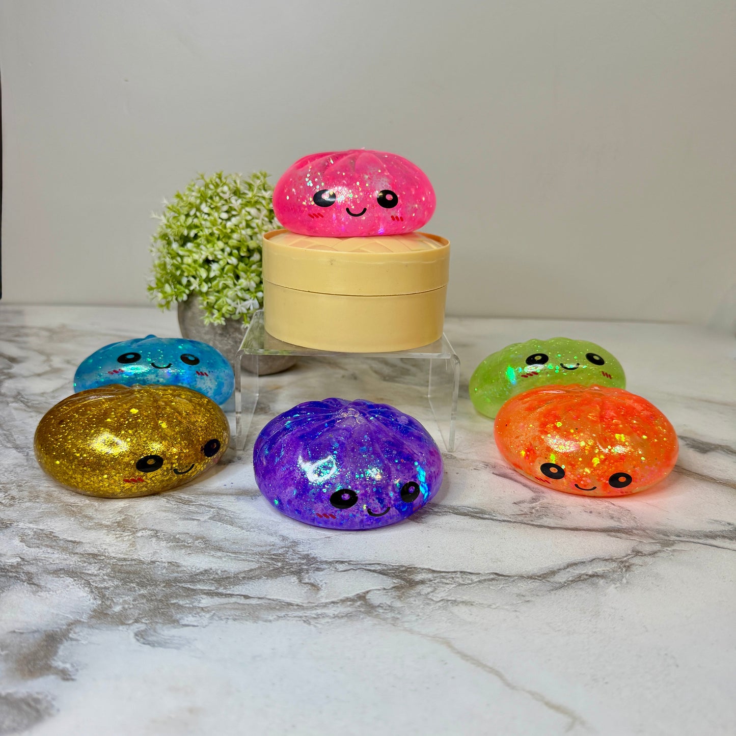 Squishy Toy - Viral Dumpling, Slow Rise Glitter - Green