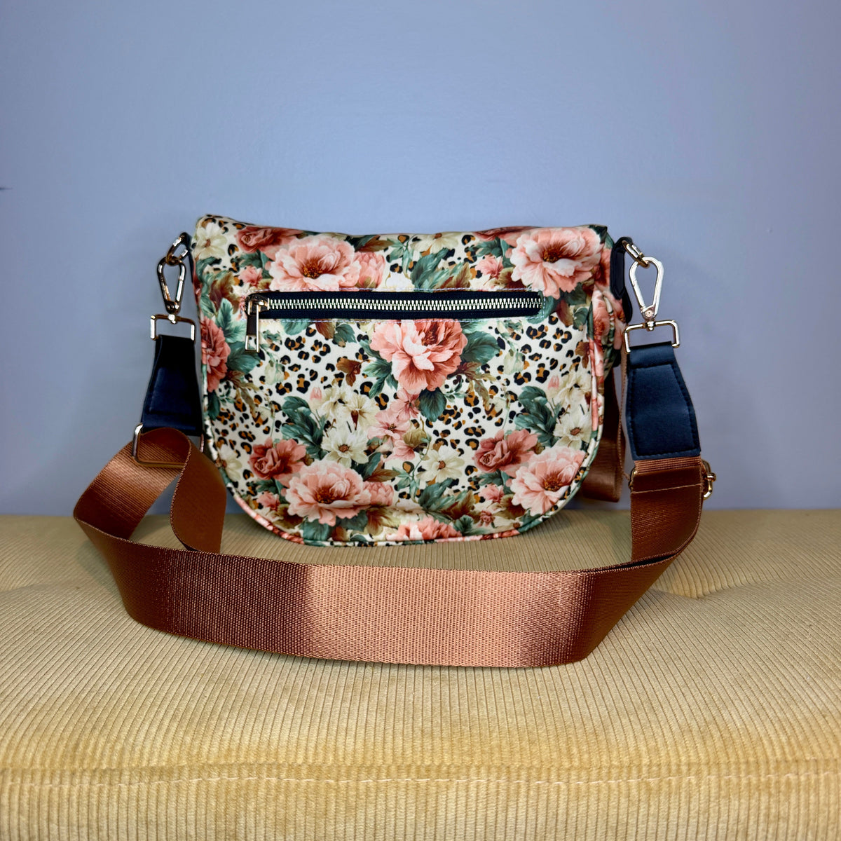 The Roni Nylon Crossbody - Floral Animal Print Bronze