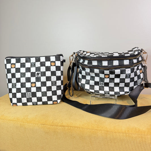 Bundled Set - Roni & XL Pouch - Halloween Trick or Treat Plaid