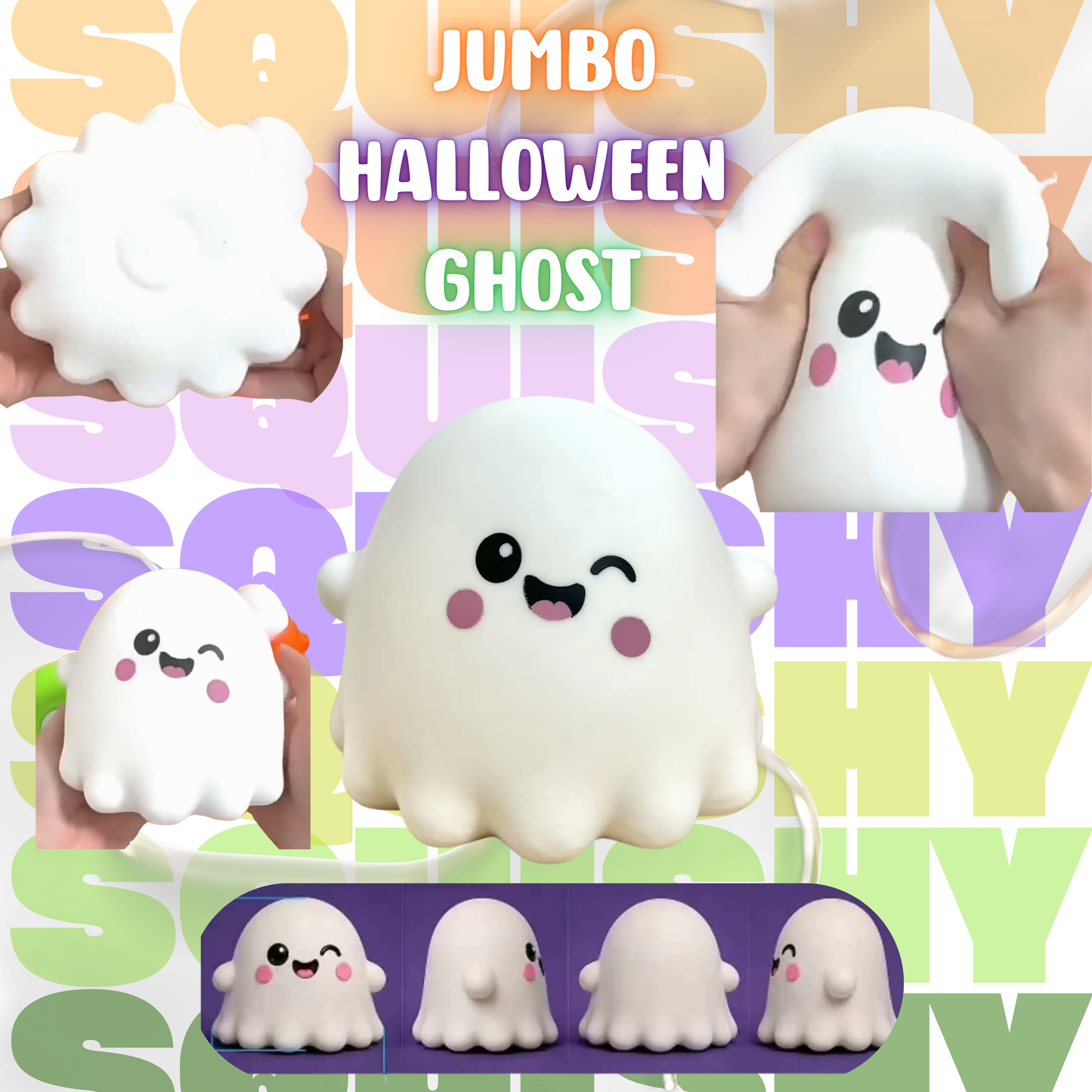 Squishy Toy - Halloween Jumbo Wink Ghost - PREORDER