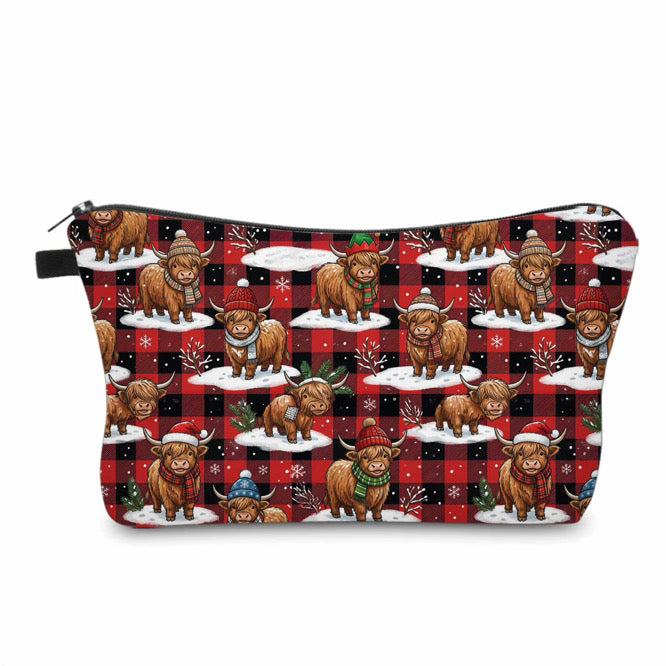 Pouch - Christmas - Highland Cow Plaid