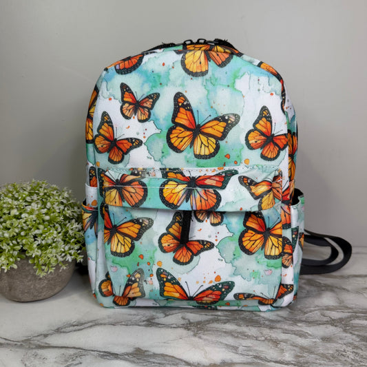 Mini Backpack - Butterfly Orange Teal