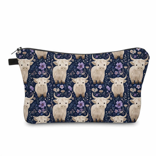 Pouch - Highland Cow Purple Floral