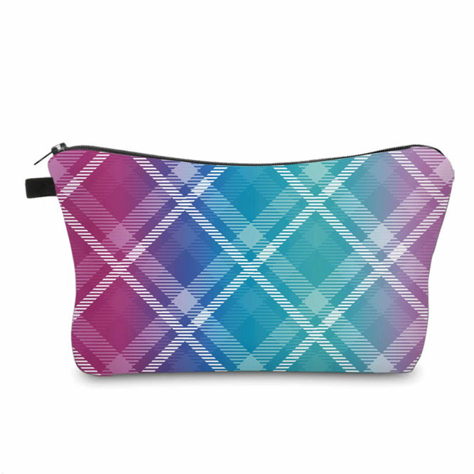 Pouch - Plaid Crisscross White Blue Mint Pink