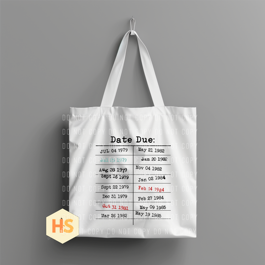 Tote Bag - Library Date Due