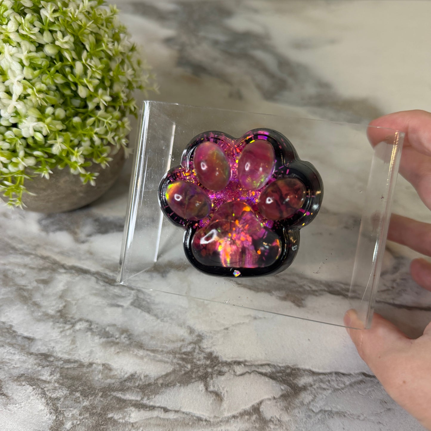 Squishy Toy - Paw Print, Galaxy Glitter