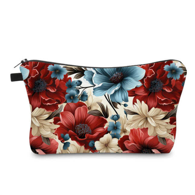 Pouch - Large Red White Blue Floral