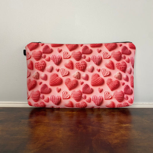 Pouch - Hearts, All Pink Knit